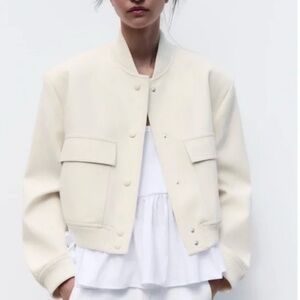 Zara Cream Bomber Jacket